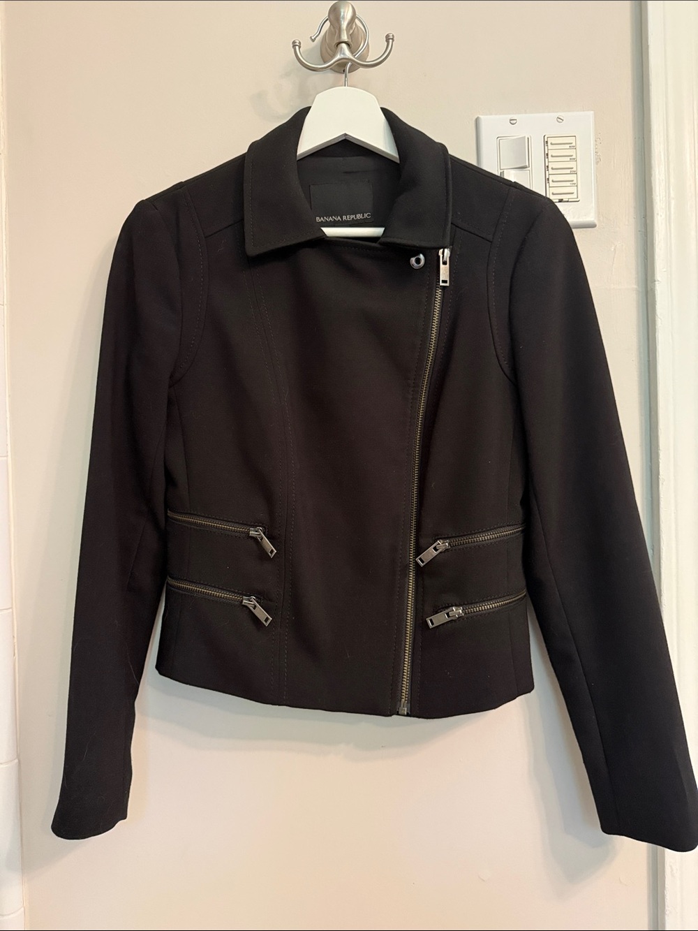 Banana Republic Black Zip Moto Blazer - Picture 2 of 4